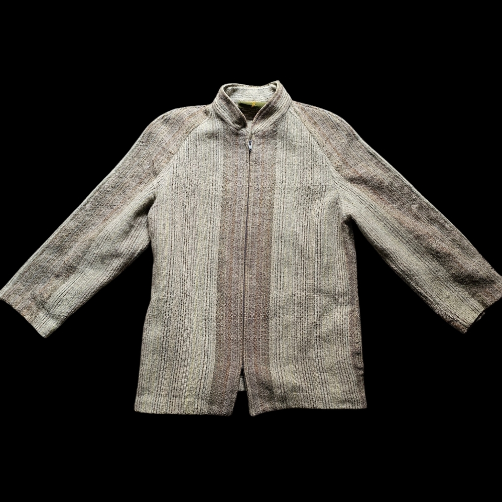 Curlew Weavers Gwehyddion Y Gylfinir 100 dicel natural green gray cardigan sizeL